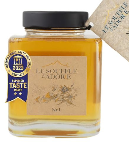 Miel de Acacia 100% Natural, Pack 2×500 g, Pura, Sin Azúcar, Sin Aditivos | Sabor Suave | Tarro de Vidrio | Energía, Inmunidad, Regalo Gourmet Saludable | Le Souffle d’Adore