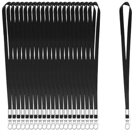 XHDA 100PCS Black Lanyards for Neck, Lanyards for ID Badge, Lanyard with Metal Swivel Hook for ID Card Badge Holder