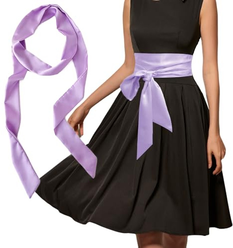 AWOCAN Damengürtel für Hochzeit, Brautjungfer, Satin, Schärpe für Hochzeit, Party, lange Schärpe, Braut-Taillengürtel, doppelseitig, Violett, Einheitsgröße
