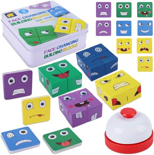 RNHDLY Puzzle de Madera de Expresión, Rompecabezas de Juguete de Expresión de Madera, Cubo Juguetes Educativos, Juegos Montessori
