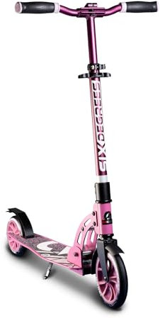 SIX DEGREES Aluminium Scooter Junior mit Klappmechanismus u. Ständer, 180/145 mm, höhenverstellbar, GS-geprüft, pink