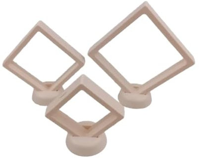 3D-Schweberahmen 9 stücke PE Film Schmuck Lagerung Box Mit Basis 3D Verpackung Fall Schwimmenden Rahmen Membran Ring Ohrring Armband Display Halter(Color:Pink,Size:11x11cm)