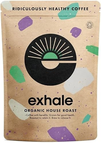 EXHALE FINE Organic Ground Coffee - Single Origin and 100% Arabica Beans. For Cafetiere, Filter or AeroPress (Medium Roast, 225g (Pack of 1))