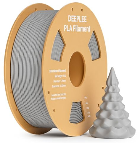 DEEPLEE PLA Filament 1.75mm, 3D Drucker Filament 1kg (2,2lbs), Maßgenauigkeit +/- 0,02 mm, Filament 3D-Druckmaterialien für FDM 3D Drucker, Grau