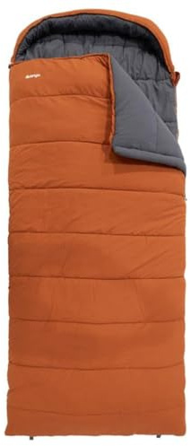 Vango Stellar Grande XL Square Sleeping Bag with Shaped Hood, Insulated, Soft Smooth Polair Lining and Shell, Zip Guard, Double Layer Construction for Extra Warmth 3 Season