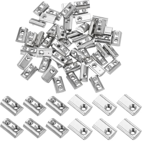 PATIKIL M3 Half Round Roll in Spring t Nuts, 50 Pcs 2020 Series Carbon Steel t Slot Spring Nuts for 6mm Aluminum Extrusion Profile 3D Printer DIY Tools Furniture Assembly, Silver