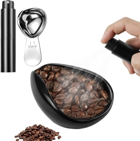 Set Dosatore per Caffè in Ceramica e Bottiglia Spray,Cucchiaio da Caffè, Tazza per Pesare Chicchi di Caffès e Spruzzatore per Foglie di Tè, Accessori di Alta Qualità per Una Preparazione Costante