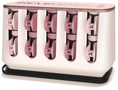 Remington Lockenwickler groß - elektrisch aufheizbar [20 Stück in 2 Größen/Farben: 8x25mm, 12x32mm] OPTIheat & Ionen-Technologie, beflockt mit Wachskern für lang anhaltende Wärme, PROluxe H9100