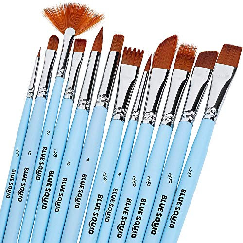 12 Künstlerpinselset, Premium Paint Brushes, Künstler Pinsel Set, Nylon Pinsel, Perfektes Pinsel Set für Aquarell, Acryl & Ölgemälde, kinderschminken, Anfänger, Kinder, Künstler und Gemälde Liebhaber