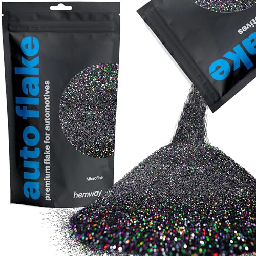 Hemway Automotive Metal Flake Glitter MICROFINE 1/256 .004 0.1mm 100micron Paint Metal Flake 100g for use with Car Bike Van Truck Wagon Automotive Spray and Spray Painting (Black Holographic)