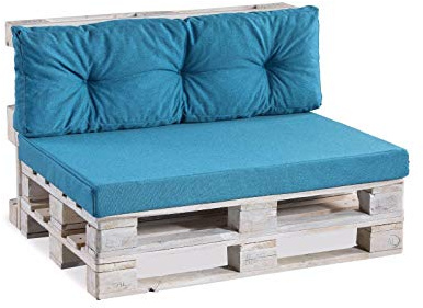 Gutekissen® Coussin de Palette Extérieur – Confort en Mousse pour Salon de Jardin, Terrasse, Balcon PPF (Coussin d'assise 120x60 Lisse, Bleu Ciel)