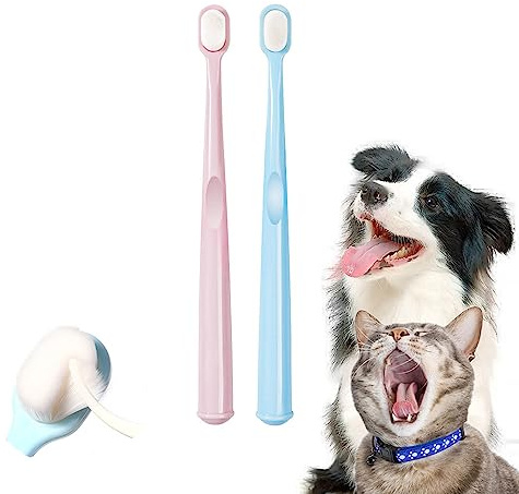 KnocKconK Extra Soft Small Dog Toothbrush Kit, Cat Dental Toothbrush Silicone, Easy to Handle Teeth Cleaning Head, Pet Deep Clean Dense Brush, Safe and Effective Oral Care, Brush Away Breath, 2 Pack