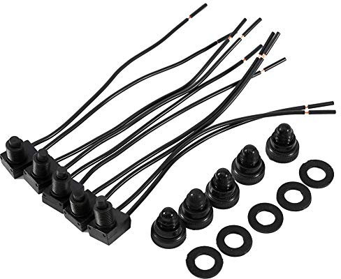 Interrupteur à bouton-poussoir, 5Pcs 12V Interrupteur marche-arrêt à bouton-poussoir étanche Interrupteur unipolaire avec fils de 4 