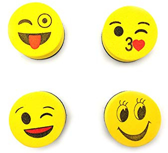 2 x Emoji Whiteboard Eraser Magnetic Dry Eraser, Smiley for Classroom, Office Meeting, Kids White Board - Cloe and Tom