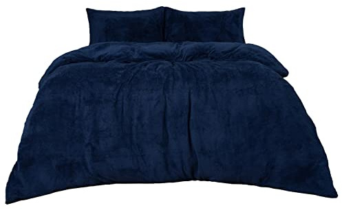 Brentfords King Size Duvet Cover Sets Blue, Teddy Fleece Bedding King Size Set with Pillowcases Ultra Soft Cosy Warm Winter Christmas Bedding for King Size Bed