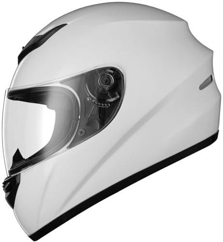 Favoto Casque de Moto Intégral, Casque de Scooter Respirant pour Femme Homme Adultes, Protection de Sécurité, Certifié ECE, 61cm Blanc