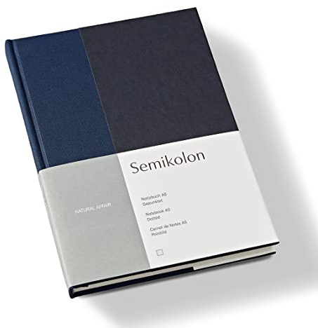 Semikolon 368741 Notizbuch Natural Affair A5 dotted - 176 Seiten, cremeweißes Papier - Lesezeichen - Midnight