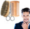 Set De Cepillo Barba Y Peine Barba Hombre - Cepillo Para Barba De Cerdas De Jabalí Naturales Y Peine De Madera De Doble Acción, Cepillo para Barba, Peine para Barba,Cuidado De Barbas Y Bigotes