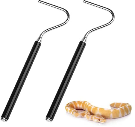 Lezevn 2 ganchos extensibles de acero inoxidable para serpiente, retráctiles, para atrapar pequeñas serpientes, para controlar y manejar