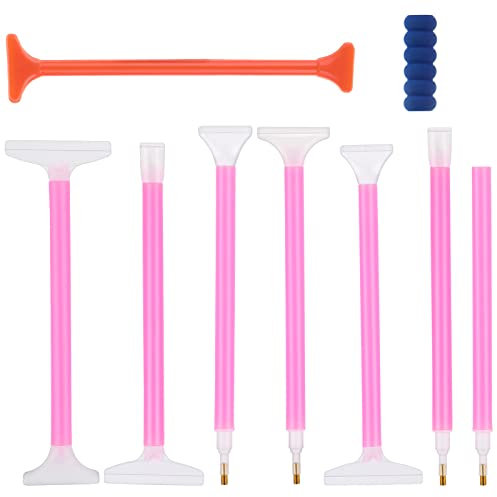 9 Stück Diamond Painting Stift 5D DIY Diamant Stickspitze Bohrstift Diamant Malwerkzeuge Diamond Painting Malerei Zubehör Stift für Nagel Edelsteine Kristall DIY Nagelkunst Handwerk Diamant Malstift