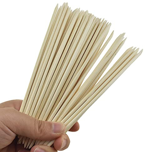 HAHIYO 7 inches 70PCs Natural Wood Double-Ended Cuticle Pusher Stick - Super Long Orange Wood Stick for Nail Care, Manicure, and Pedicure - Effective Nail Cuticle Remover and Cleaning Tool Set