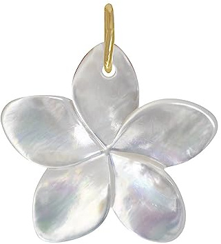 LES POULETTES BIJOUX - Pendentif Plaqué Or Fleur de Frangipanier en Nacre - Blanc