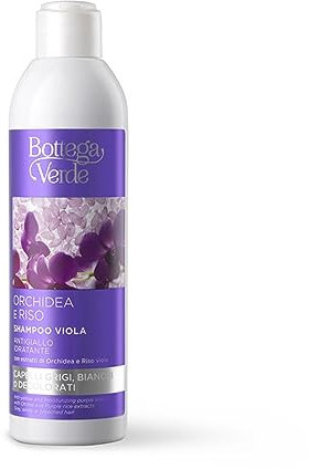 Bottega Verde - Orchidea e Riso - Shampoo viola - antigiallo idratante (250 ml) - capelli grigi, bianchi o decolorati
