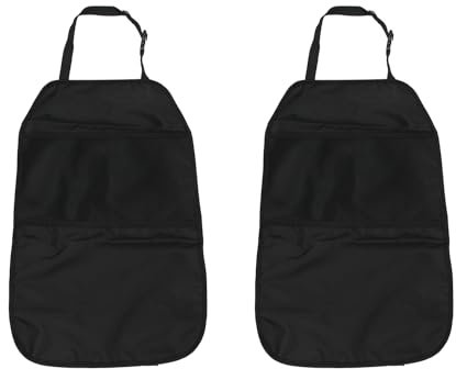 KVBUCC 2PCS Minimalist Black Car Seat Protector with Storage, Kick Protection, Dustproof, Organizational