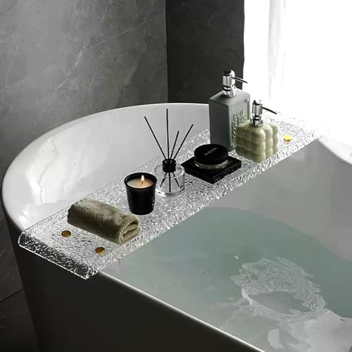 Badewannenablage Clear Badewanne Caddy Einstellbar, Dekorative und Praktische Badewanne Lagerregal, Kann Bücher, Telefone, Kerzen, Wein und Tabletten Unterbringen (Color : 80cm(31 1/2))
