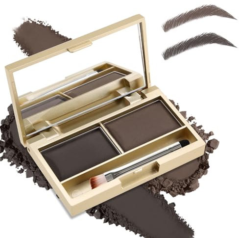Boobeen Eyebrow Powder Kit, 2-color Waterproof Eyebrow Palette Makeup to Definer & Filler Brows, Eyebrow Color Powder Shape Natural Looking Brow - with Mirror Brush