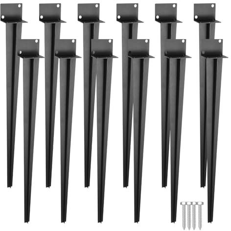 ISOISL Manicotto per pali in legno, lunghezza 55 x 700 mm, supporto per pali con punta lunga, manicotto per recinzioni, progetti da giardino (12 pezzi)