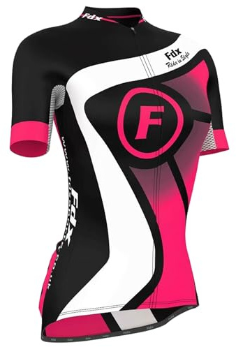 FDX Women's Short Sleeve Cycling Jersey Breathable Quick Dry Shirt Pink L