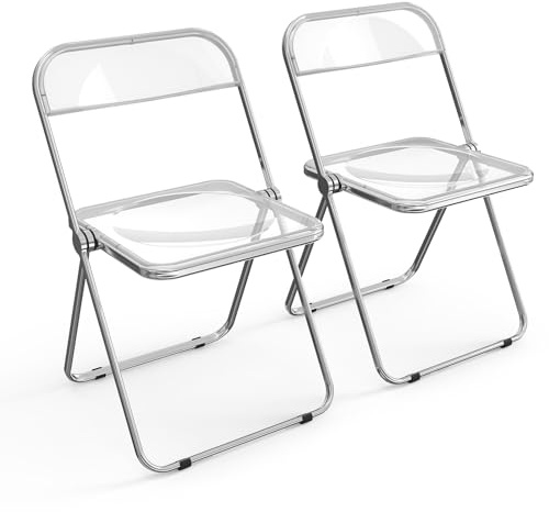Bonnlo Chaise Pliante, Set de 2 Chaises, Chaise de Jardin Pliante, pour l'Intérieur et l'Extérieur, Empilable, en Métal & Plastique, jusqu'à 158Kg (2, Blanc)