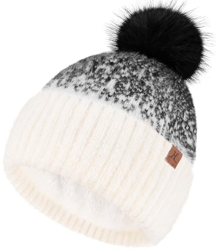 Bequemer Laden Mujer Gorro Termico Degradado Gorro Invierno con Pompon
