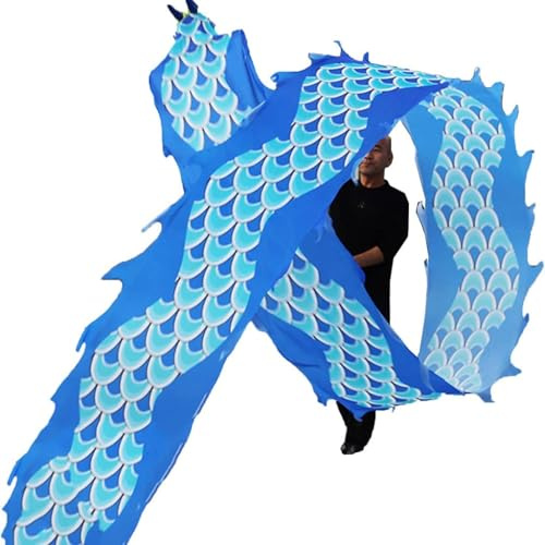 Dragon Dance Streamer Fitness 19.7ft 26.2ft 32.8ft 39.4ft Long Throw Streamer for Ribbon Toy for Children Kids Beginner Juggling Sets(Blu,12m/39.4ft)