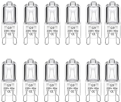 12PCS Lámparas Halógenas G4 10W 12V con Intensidad Regulable 2700K Blanco Cálido-Bombilla Halógena de 140LM para Uso Versátil en Cocinas,Gabinetes,Campanas Extractoras,Lámparas de Pared (G9 40w 230v)