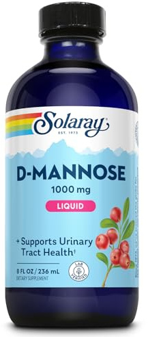 SOLARAY D-Mannose 1000 mg Liquid Formula with CranActin Cranberry Extract - D Mannose Cranberry Supplement for Women & Men, Urinary Tract & Bladder Health Support with Vitamin C - 8 fl oz