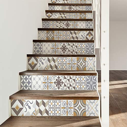 Ambiance-Live col- stairs-ROS-A932_30x105x2 Sticker Decorativi, Acrilico, Ornements Sobres, 4 bandes de 15 x 105 cm, 4 unità