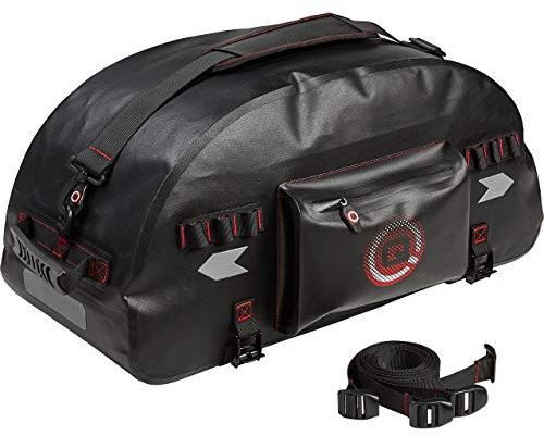 QBag Hecktasche Motorrad Motorradtasche Hecktaschenrolle wasserdicht 50 Liter Stauraum schwarz, Abnehmbarer Schultergurt, universelle Passform für Fast alle Motorräder, Roller, Quads