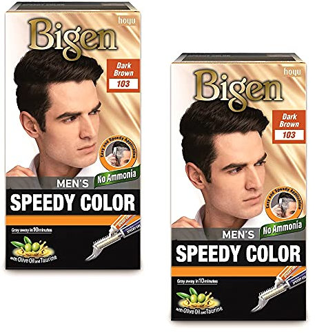 2 PACK OF BIGEN MEN'S SPEEDY 103 DARK BROWN HAIR COLOUR LONG LASTING
