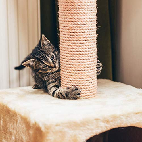 abcd123 Corde de sisal Chat, Remplacement d'arbres de poteaux de Corde de sisal à gratter pour Chat, Corde de sisal 6 mm pour la réparation de grattoir de Chat