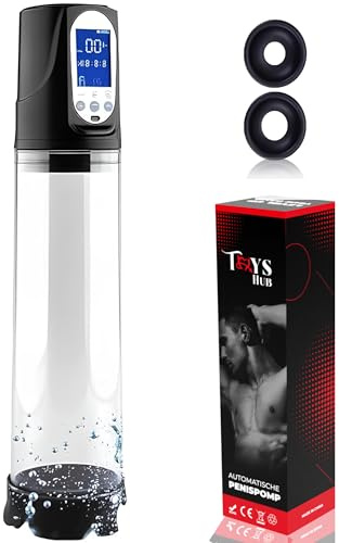 Toys Hub Pompa Peniena Elettrica Automatica con Display LED | 2 Anelli in Silicone | Ricaricabile USB | Impermeabile | Stimolatore e Amplificatore Maschile