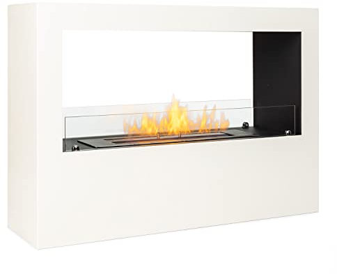 blumfeldt Fiamme Scoppi - Chimenea de etanol, Quemador de Acero Inoxidable de 3 l, Duración de 6 h, Quema sin olores ni residuos, Ayuda al Apagado, Pantalla de Seguridad, Blanco