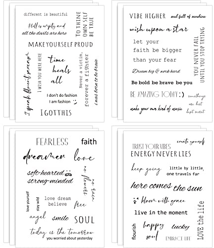 Geyee 12 Sheets Inspirational Quote Stickers for Journaling Motivational Stickers for Scrapbooking Supplies, Handwritten Letters Phrases Words Sayings Positive Affirmation Decals for Teens Adults