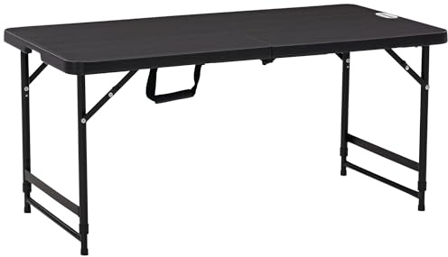 Outsunny Tavolo da Giardino Pieghevole per 4 Persone con Altezza Regolabile, in Acciaio e HDPE, 118x60x74 cm