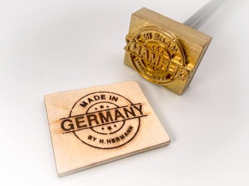 Dein Brandstempel elektrischer Schriftzug im Motiv Made in Germany für Holz, Leder, Pappe - personalisiertes Brandeisen, individueller Brennstempel in 70 x 58 mm