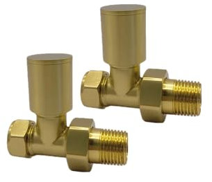 Greened House Alton Brushed Brass/Gold Straight Towel Rail Valves 1/2 /15mm Radiator valves