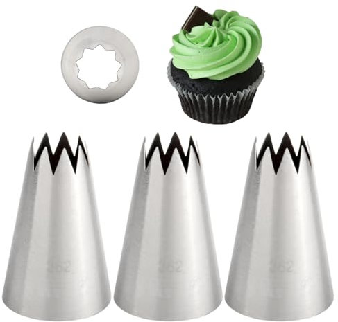 Extra Large Open Star Piping Nozzle for Churros,Eclairs,Meringues,Deviled Eggs,Cakes, Cupcakes,Cookies & Pastry Decorating,3 Pcs