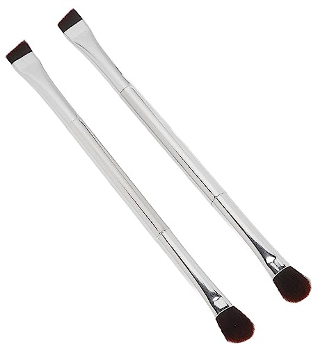Pincel para Sombra de Ojos 2 Piezas, Inclinado, Pelo de Fibra Sintética, para Maquillaje de Ojos, Pincel para Cejas con Boca de Tubo de Aluminio, Ligero y Compacto, Adecuado