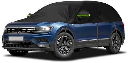 Autoabdeckung Ersatz für VW Tiguan LWB Tesla Model Y, Universelle Sonnenfest Hälfte Autoabdeckung, Halbgarage UV Beständige Halbe Auto Abdeckplane Staubdicht Schneefest Outdoor Indoor